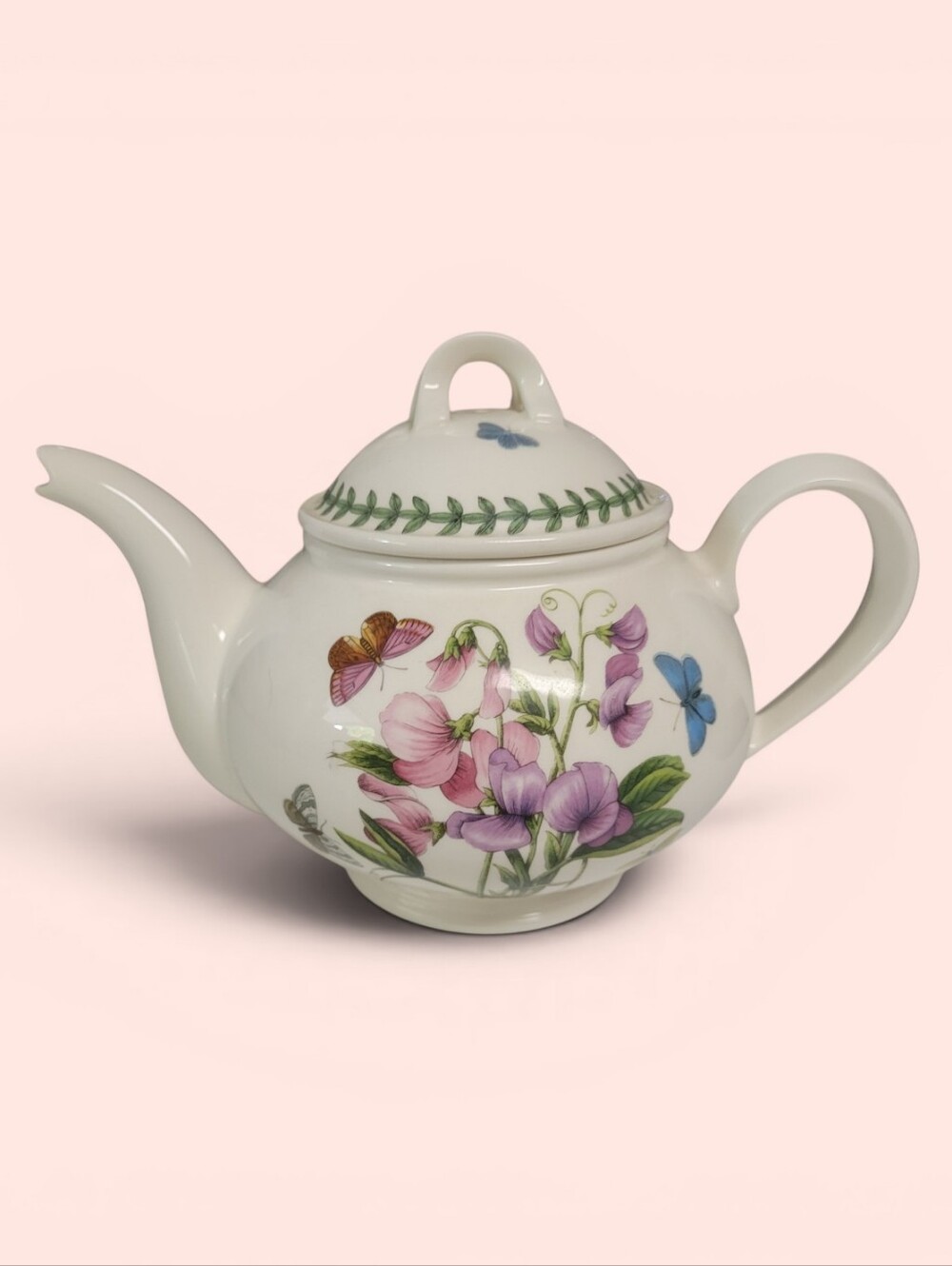 Portmeirion Botanic Garden Sweet Pea Medium - Pink & Purple Floral Design, EUC